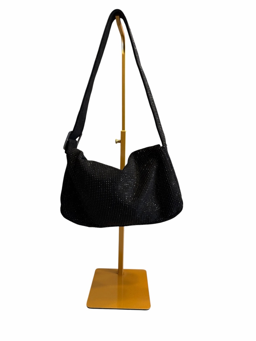 Black Sparkly Shoulder Bag w/Subtle Stud Detail - Picture 4 of 4
